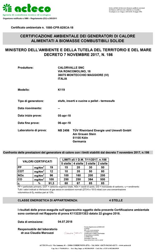 certificazione ambientale stufa