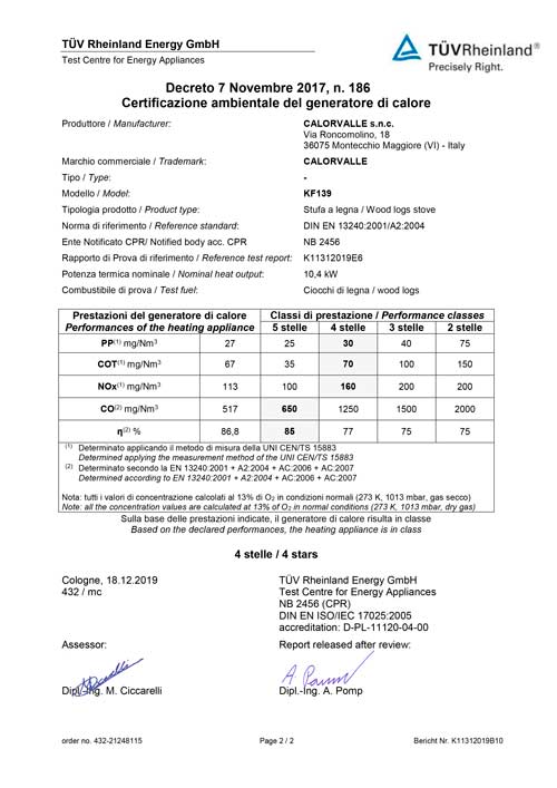 certificazione ambientale stufa