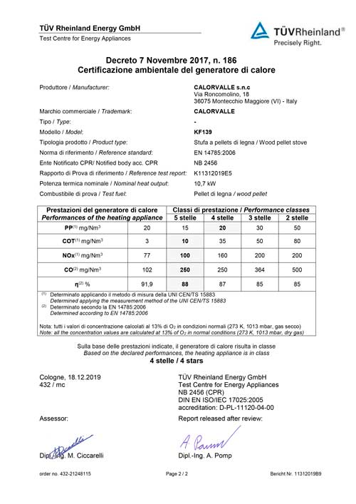 certificazione ambientale stufa