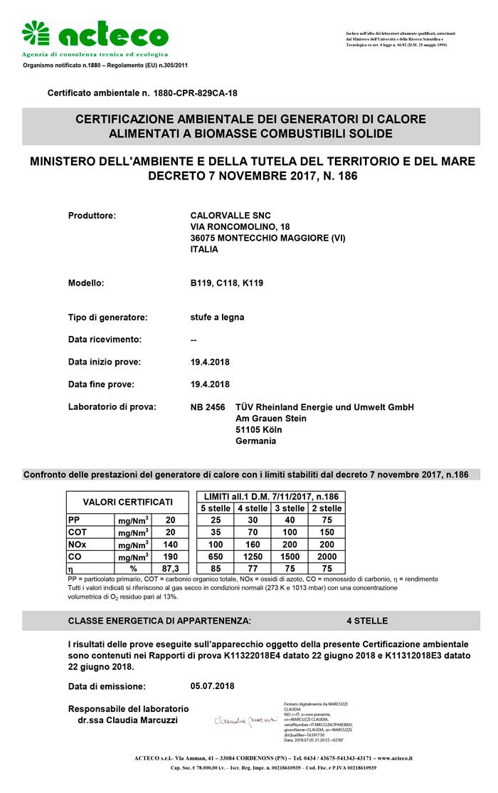 certificazione ambientale stufa